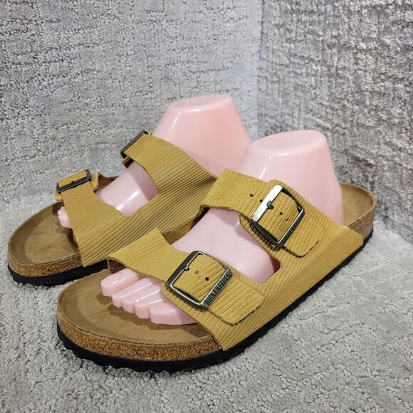 Birkenstock Arizona Corduroy Men\'s Size 11 Mustard Yellow Double Strap Sandals